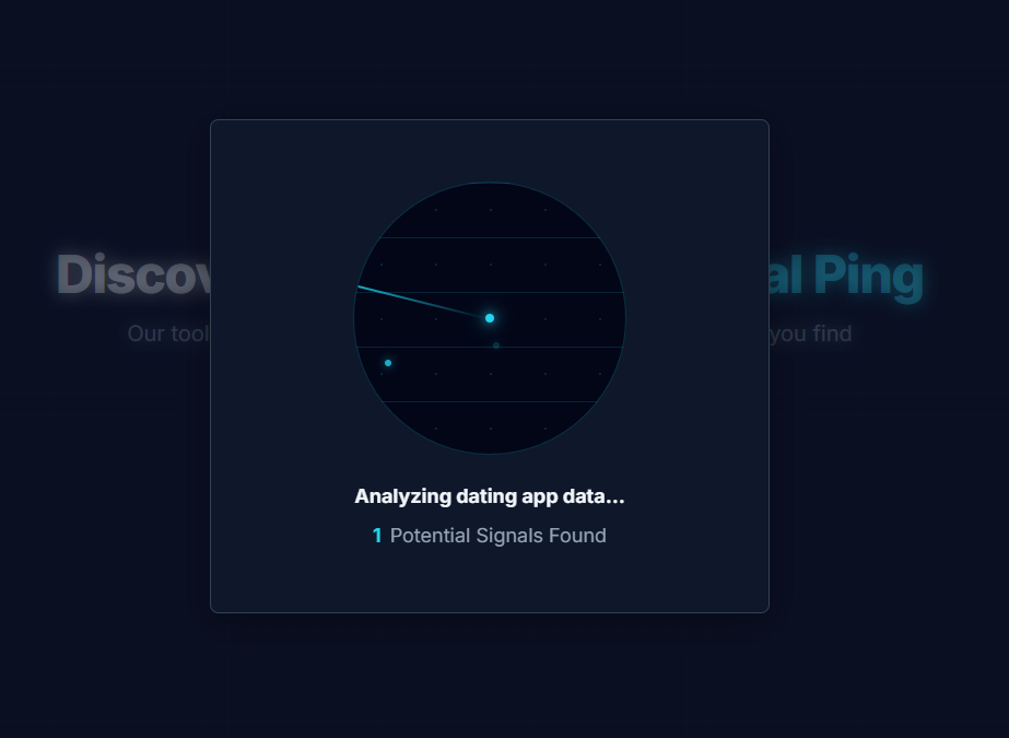 Screenshot of the CheaterBuster AI search tool showing fields for name, age, and location to find dating profiles.